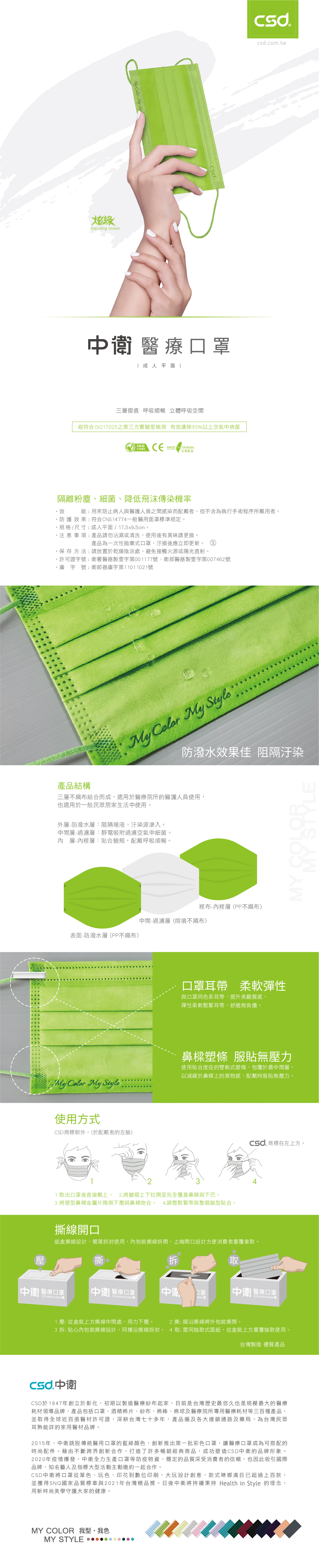 中衛 醫療口罩-炫綠